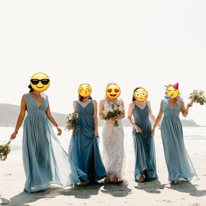 2 slate blue Lulus bridesmaid dresses